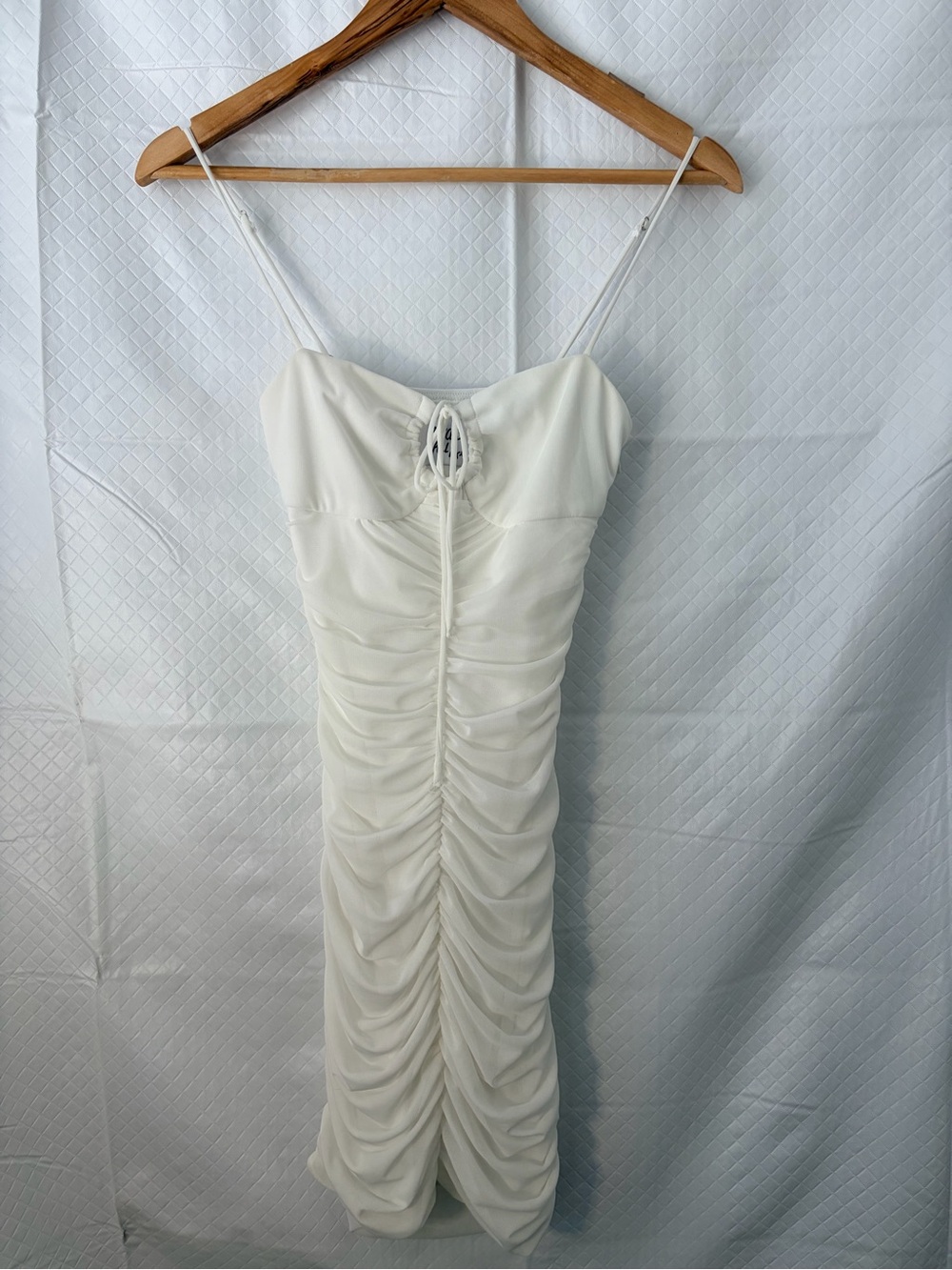 Princess Polly Ivory Ruched Spaghetti Strap Midi Dress